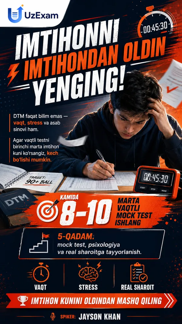 Imtihonni imtihondan oldin yenging!